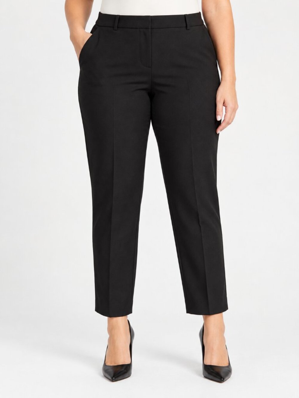 NWT Express Tailored Ankle Pants Black Size 14 Stretch Straight Leg 27"